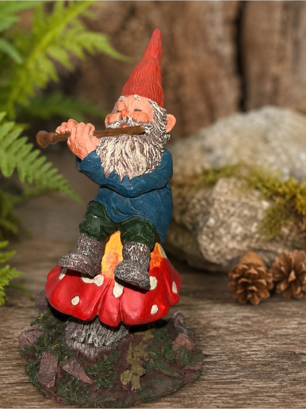 Vtg 2001 Classic Gnomes Mo On Mushroom Flute Figure Egbert Forest Gnome Box book